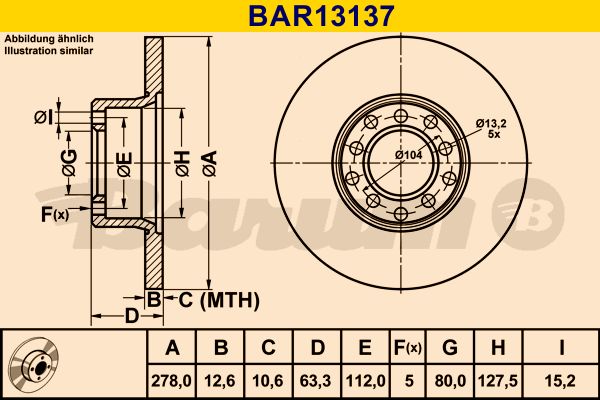 BARUM stabdžių diskas BAR13137