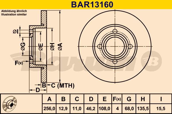 BARUM stabdžių diskas BAR13160