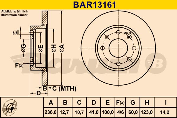 BARUM stabdžių diskas BAR13161