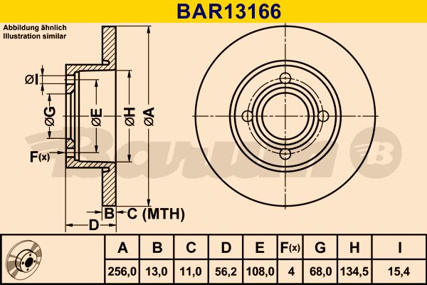 BARUM stabdžių diskas BAR13166