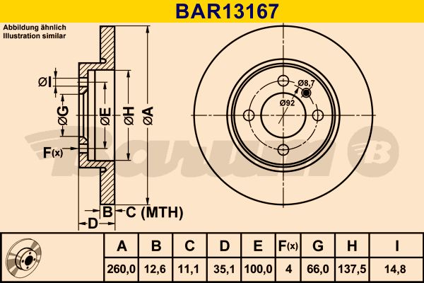 BARUM stabdžių diskas BAR13167