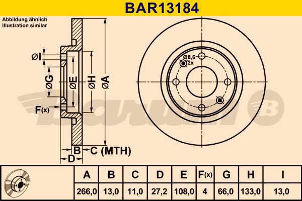 BARUM stabdžių diskas BAR13184