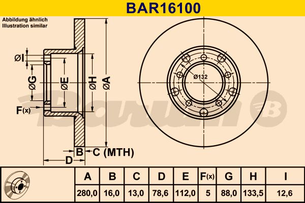 BARUM Тормозной диск BAR16100