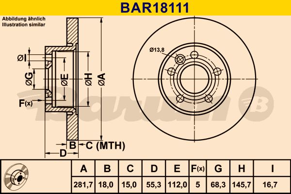 BARUM stabdžių diskas BAR18111