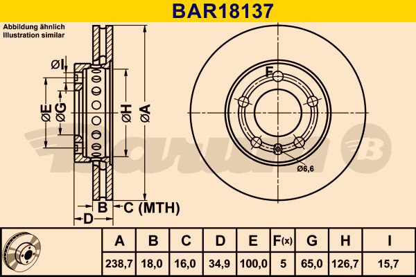 BARUM stabdžių diskas BAR18137