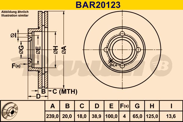 BARUM stabdžių diskas BAR20123