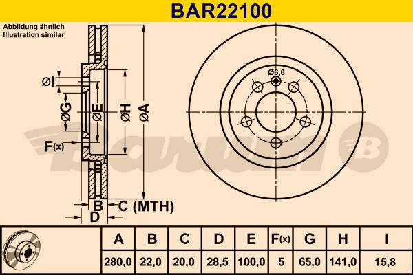BARUM stabdžių diskas BAR22100