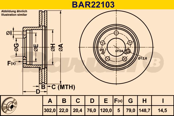 BARUM stabdžių diskas BAR22103
