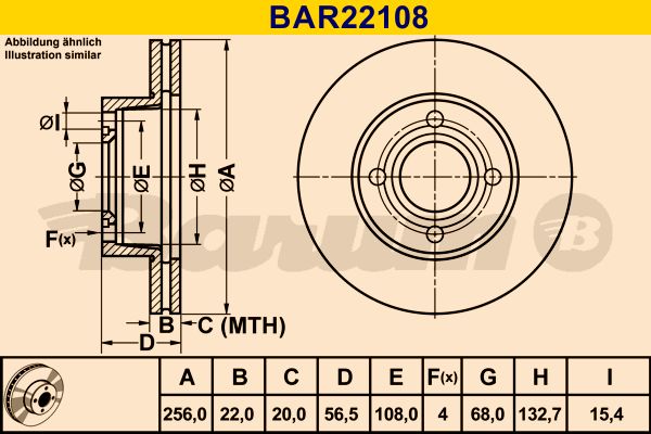 BARUM stabdžių diskas BAR22108