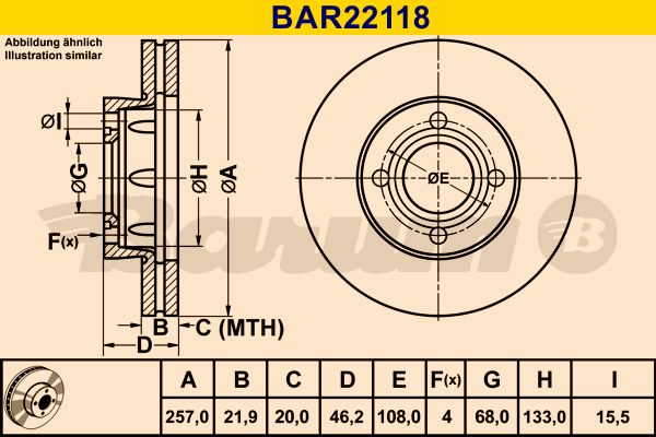 BARUM stabdžių diskas BAR22118