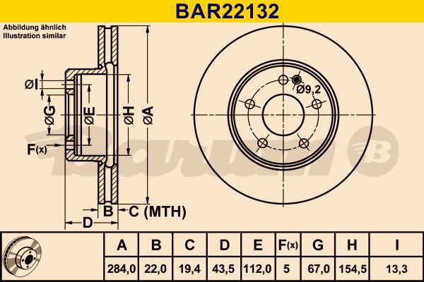 BARUM stabdžių diskas BAR22132