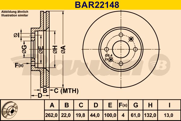 BARUM stabdžių diskas BAR22148