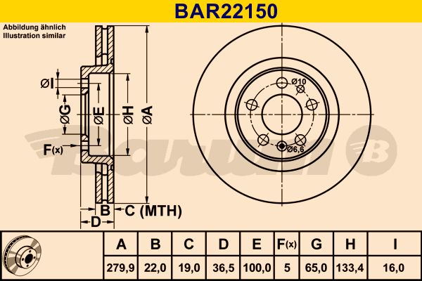 BARUM stabdžių diskas BAR22150