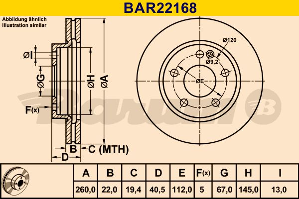 BARUM stabdžių diskas BAR22168
