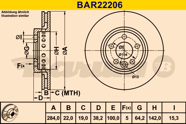 BARUM stabdžių diskas BAR22206