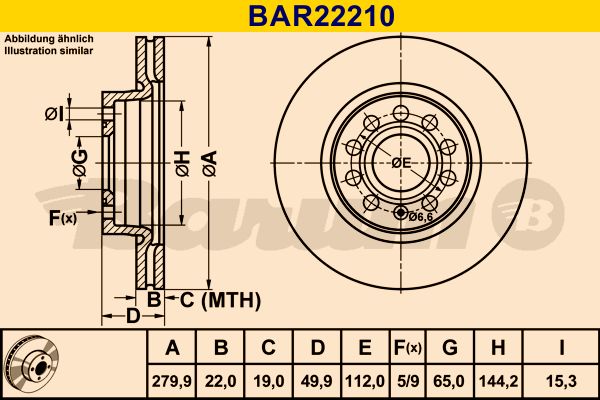 BARUM stabdžių diskas BAR22210