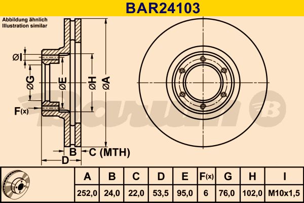 BARUM stabdžių diskas BAR24103