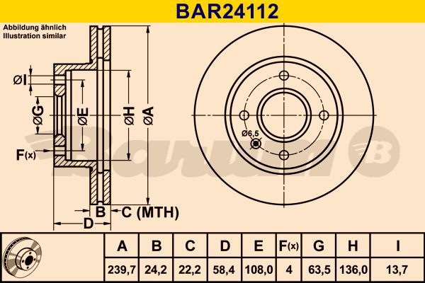 BARUM stabdžių diskas BAR24112