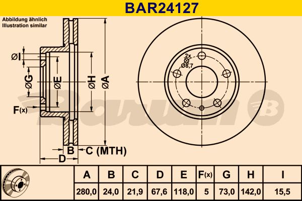 BARUM stabdžių diskas BAR24127