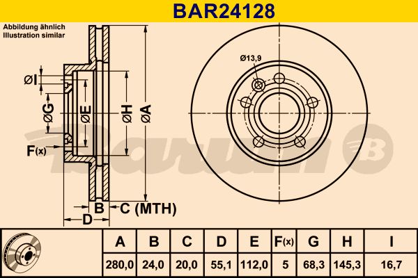 BARUM stabdžių diskas BAR24128