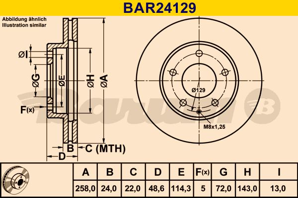 BARUM stabdžių diskas BAR24129