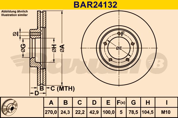 BARUM stabdžių diskas BAR24132
