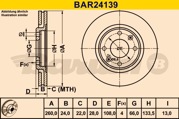 BARUM stabdžių diskas BAR24139
