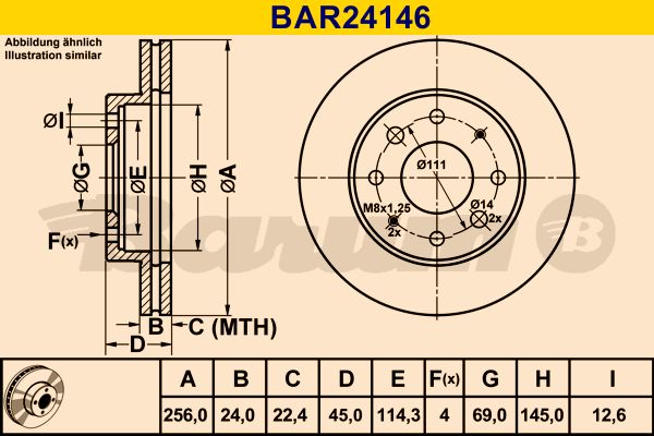 BARUM stabdžių diskas BAR24146