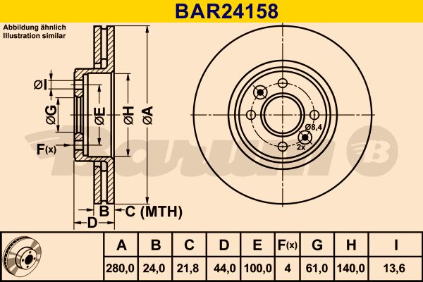 BARUM stabdžių diskas BAR24158