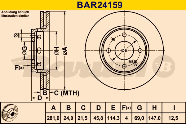 BARUM stabdžių diskas BAR24159