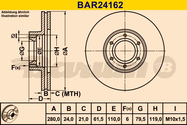 BARUM stabdžių diskas BAR24162
