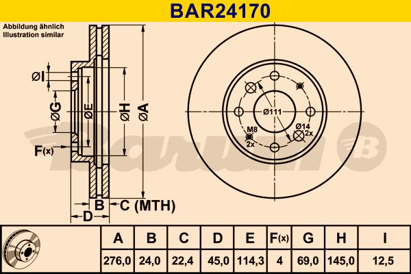 BARUM stabdžių diskas BAR24170