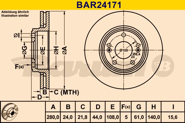 BARUM stabdžių diskas BAR24171