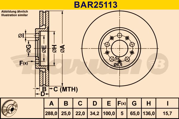 BARUM stabdžių diskas BAR25113