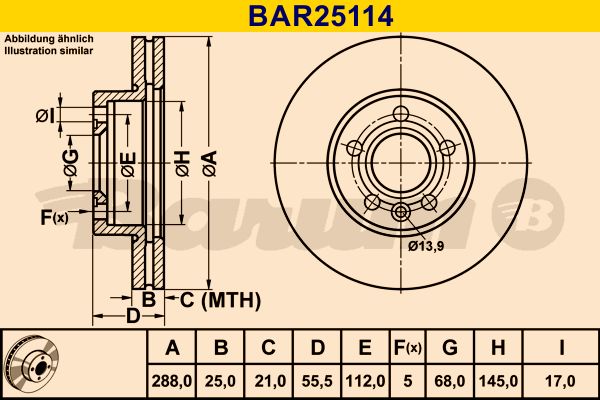 BARUM stabdžių diskas BAR25114