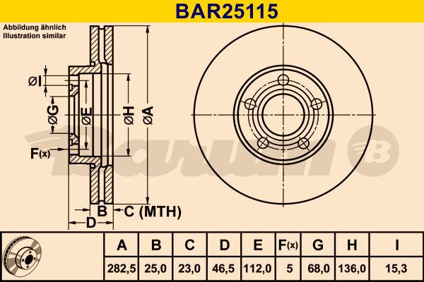 BARUM stabdžių diskas BAR25115
