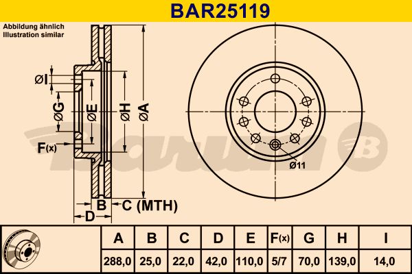 BARUM stabdžių diskas BAR25119