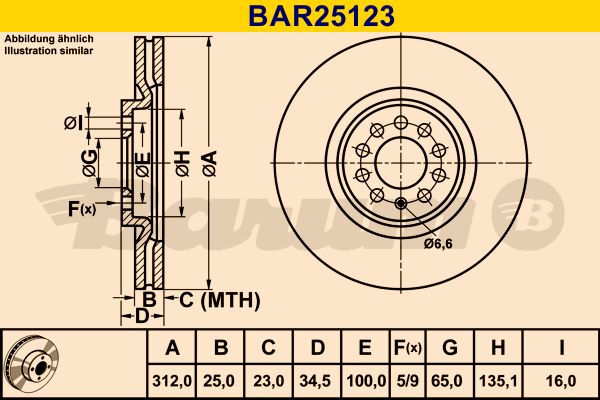 BARUM stabdžių diskas BAR25123