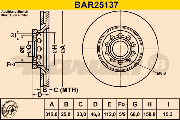 BARUM stabdžių diskas BAR25137