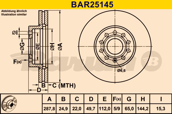 BARUM stabdžių diskas BAR25145