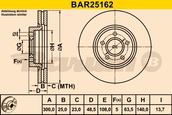 BARUM stabdžių diskas BAR25162