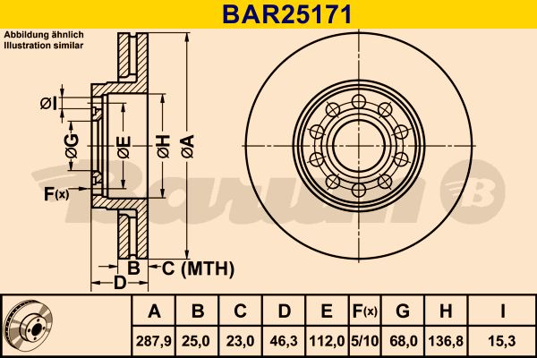 BARUM stabdžių diskas BAR25171