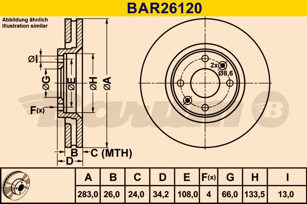 BARUM stabdžių diskas BAR26120