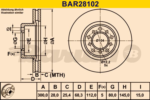 BARUM stabdžių diskas BAR28102