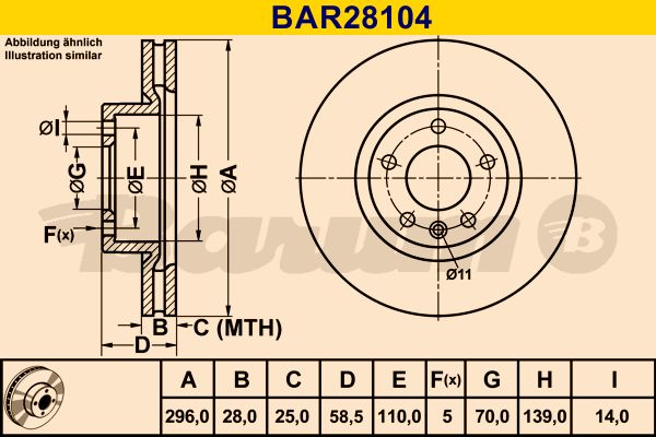 BARUM stabdžių diskas BAR28104