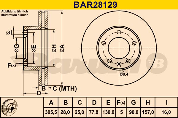 BARUM stabdžių diskas BAR28129