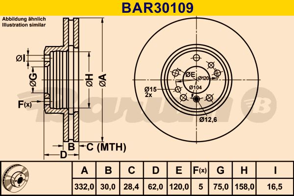 BARUM stabdžių diskas BAR30109