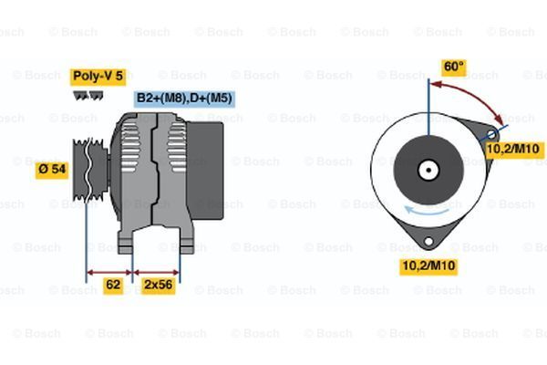 BOSCH kintamosios srovės generatorius 0 124 225 049