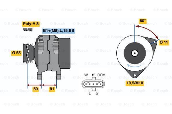 BOSCH kintamosios srovės generatorius 0 124 655 005