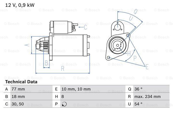 BOSCH starteris 0 986 012 301